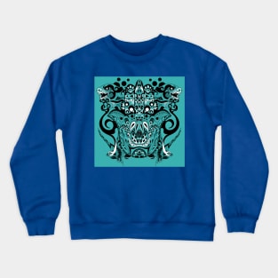 blue boho immortal tribal beasts in ecopop pattern Crewneck Sweatshirt